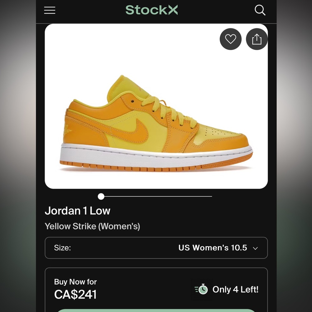 Yellow Jordan 1 Low - Picture 2 of 4